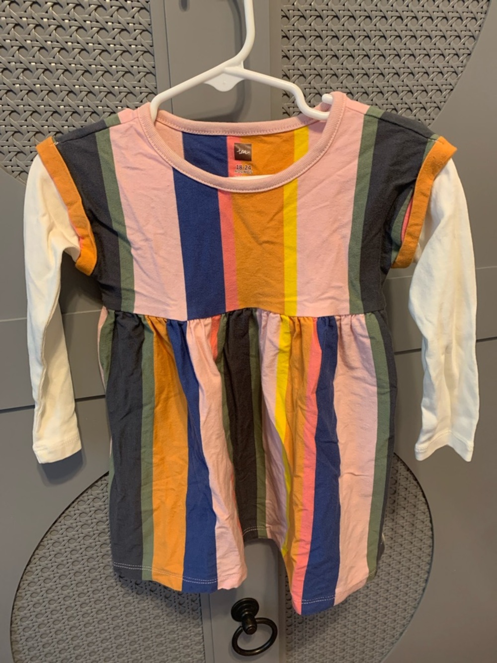 Tea Girls' Multicolor Stripe Long-Sleeve Dress - Pink & Blue